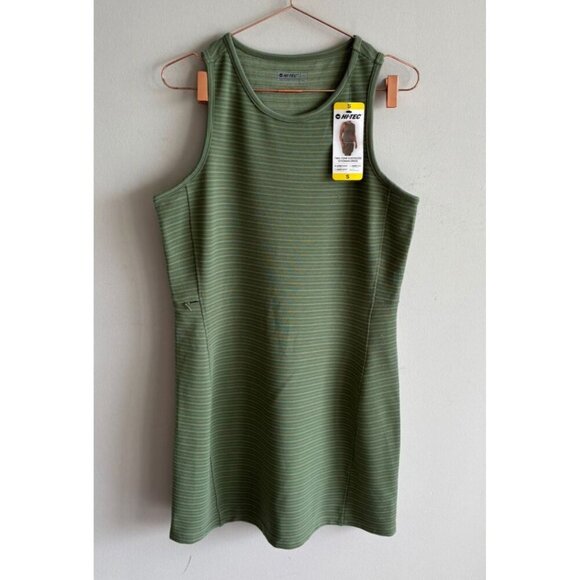 Hi-Tec Two-Tone Womens Sleeveless Ottoman Knee Length Tank Dress Green Sz S - Picture 1 of 9